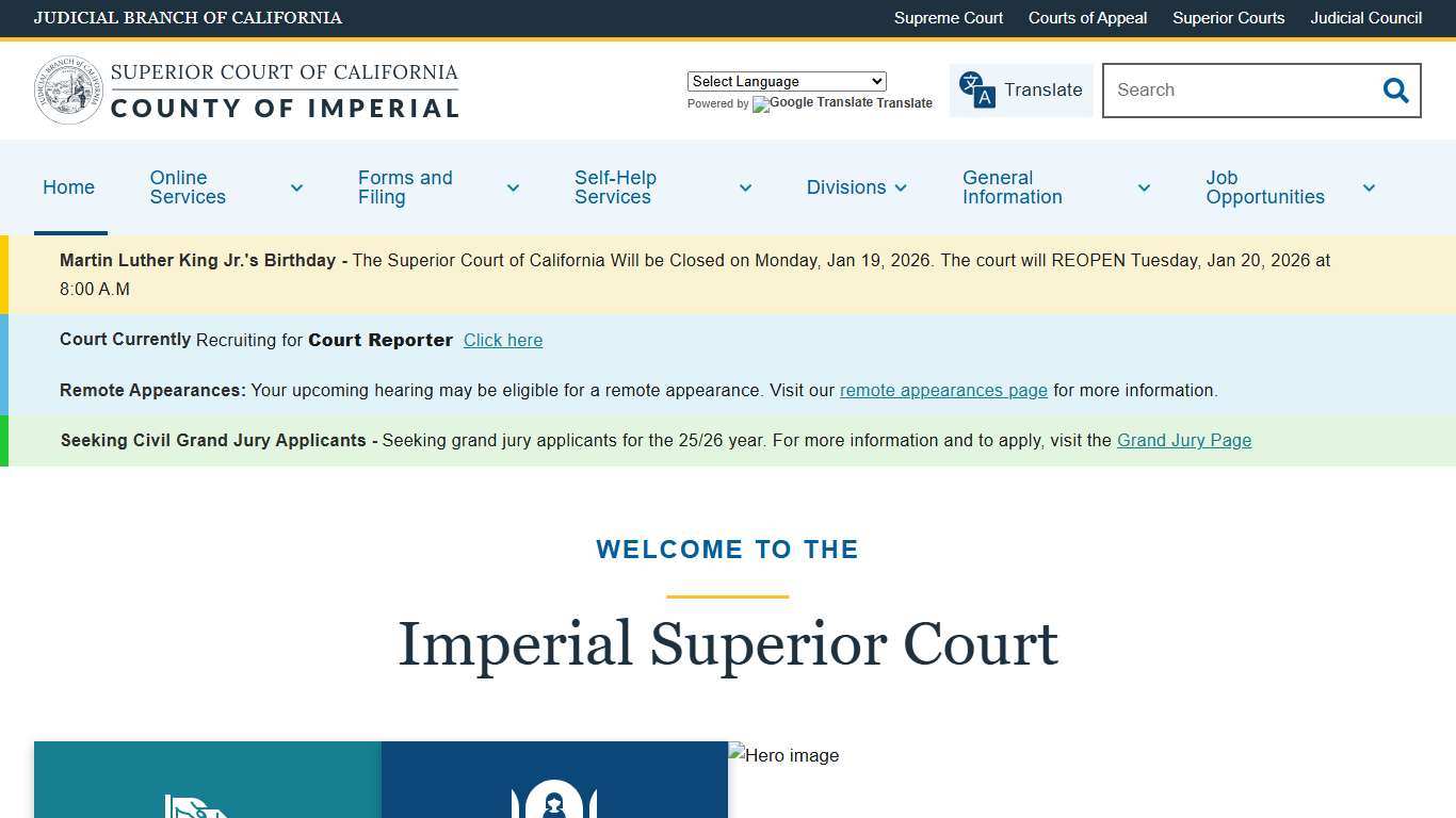 Home Superior Court of California County of Imperial